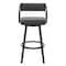 Armen Living Capri 26" Swivel Modern Black Metal and Slate Gray Faux Leather Bar and Counter Stool LCCPBABLSG26 - alternate 6